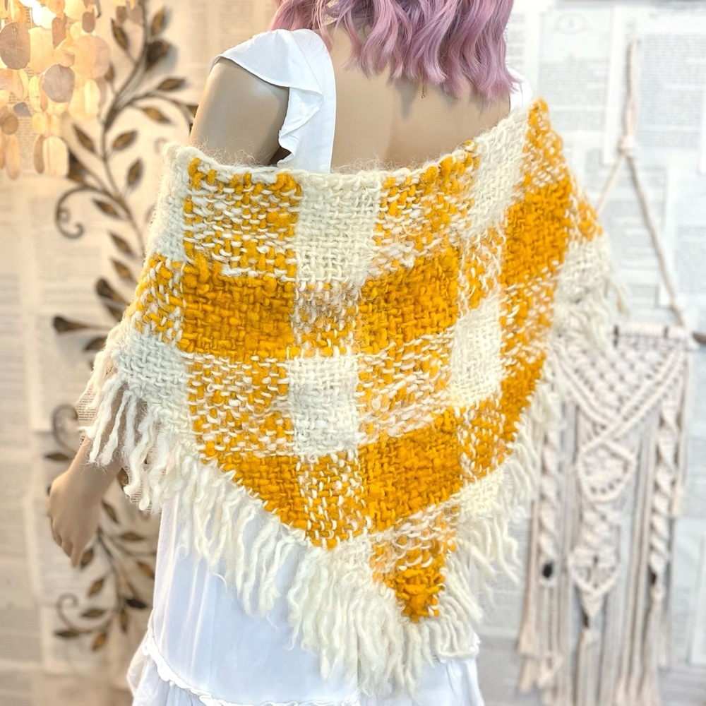 Vintage Hand Woven Shawl with Fringe